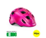 Cykelhjälm Barn MET Hooray MIPS Grönt Spänne pink hearts