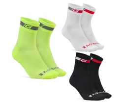 GripGrab Tricolore Regular Cut Sommarstrumpor 3-Pack Black/White/Fluo Yellow
