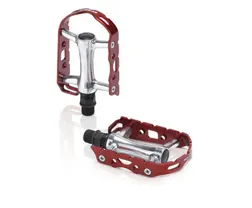Cykelpedaler XLC PD-M15 Ultralight colour edition silver/röd