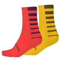Strumpor Endura Coolmax Stripe Socks Twin Pack R&ouml;d