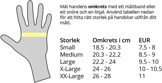 Storleksguide Pearl Izumi handskar