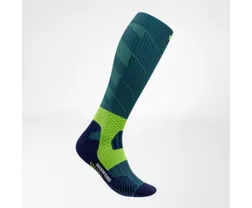 Bauerfeind Löparstrumpor Trail Run Compression Socks High Cut Teal unisex