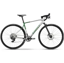 Gravel bike Ghost Asket CF Full Party Silver Stone/Madow Green