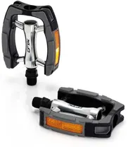 POLKIMET XLC CITY-/COMFORT-PEDAL PD-C07 ALU KUNSTSTOFFUMMANTEL MUSTA/HOPEa/HARMAA