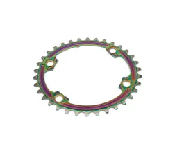 Drev absoluteBlack &Oslash;110 mm BCD (Shimano Asymmetric) 2x10/11-Speed Oval 9100/8000 Alu Oilslick 34T Rainbow