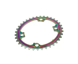 Drev absoluteBlack &Oslash;110 mm BCD (Shimano Asymmetric) 2x10/11-Speed Oval 9100/8000 Alu Oilslick 36T Rainbow