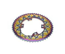 Drev absoluteBlack &Oslash;110 mm BCD (Shimano Asymmetric) 2x10/11-Speed Oval 9100/8000 Alu Oilslick 52T Rainbow