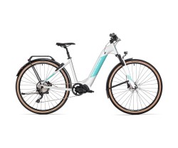 Elcykel Crosshybrid Rock Machine Crossride INT e400 Lady Touring Vit/Grön