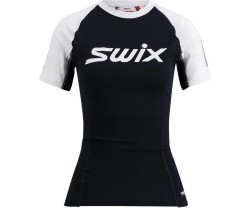 Naisten juoksupaita Swix Roadline Racex SS Womens Black/Bright White