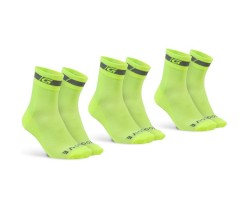 Cykelstrumpor Gripgrab Classic Regular Cut Summer 3-Pack yellow hi-vis