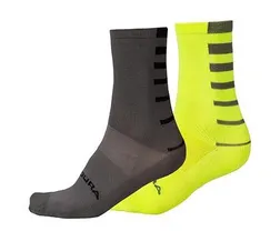 Strumpor Endura Coolmax Stripe 2-pack gul/grå