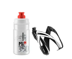 Flaskställskit Elite CEO Black Glossy +Bottle Jet 350ml Clear Log Red