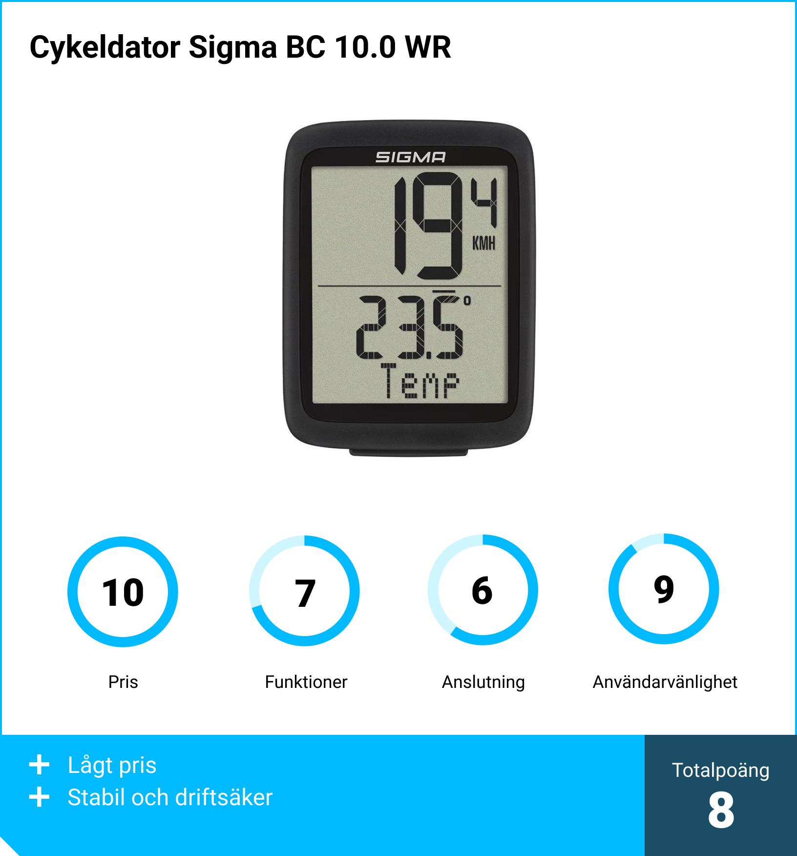 Cykeldator Sigma BC 10.0 WR