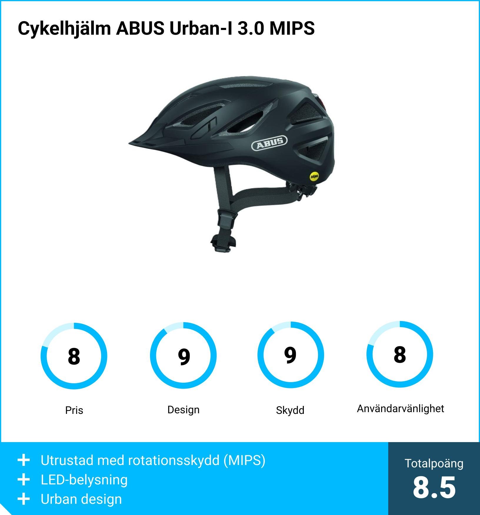 Cykelhjälm bäst i test - Cykelhjälm ABUS Urban-I 3.0 MIPS