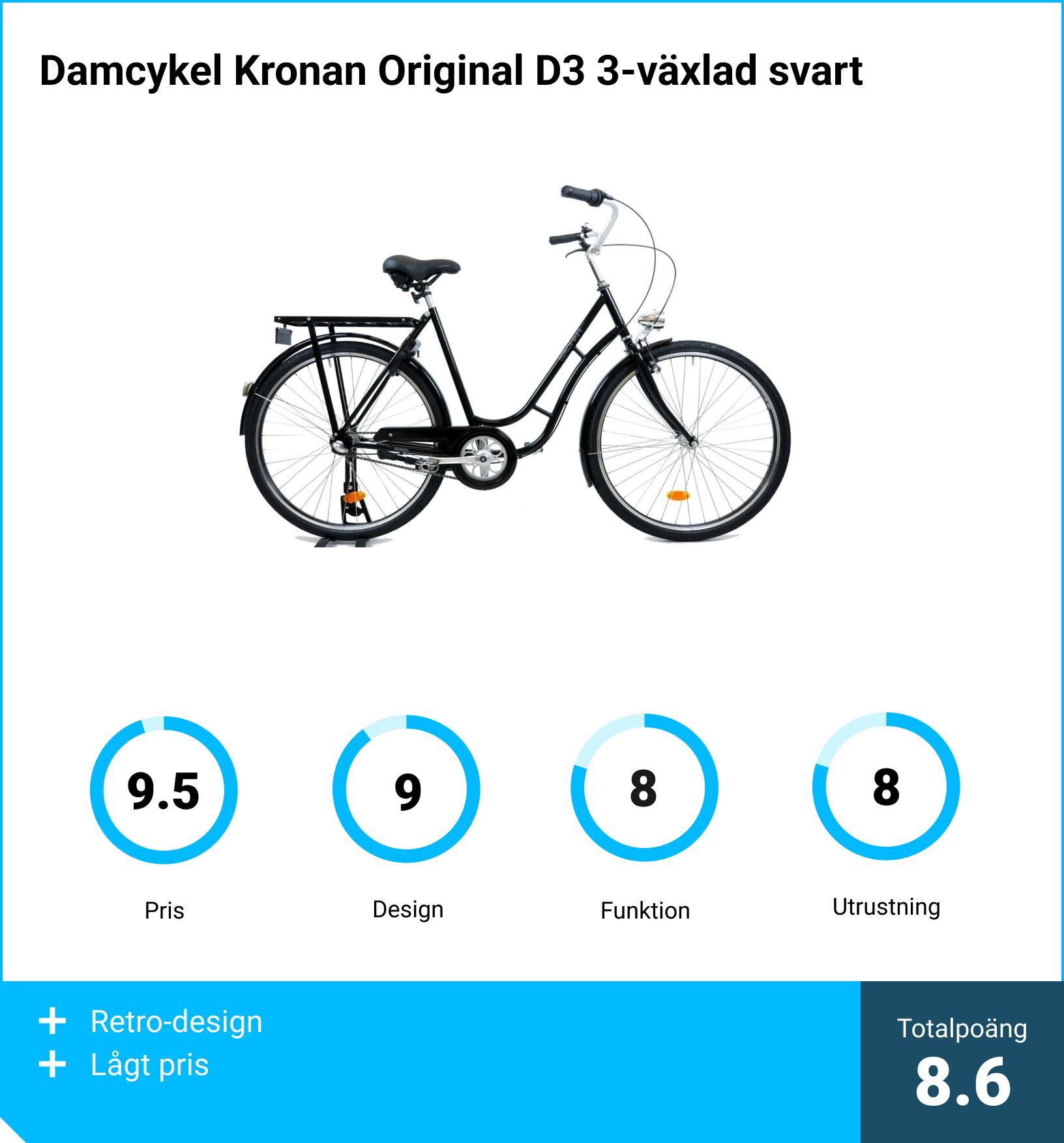Damcykel bäst i test - Damcykel Kronan Original D3 3-växlad svart
